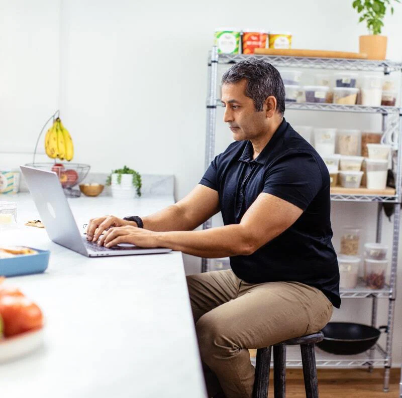 A man working on laptop